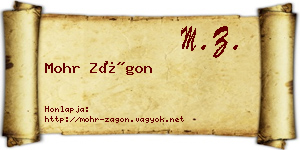 Mohr Zágon névjegykártya